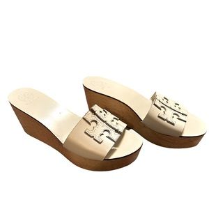 TORY BURCH “INES” Solid Wood Wedge Platform Slide
Sandals in Cream
